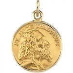 14k Yellow Gold St. Jude Thaddeus Pendant Medal 19.5mm