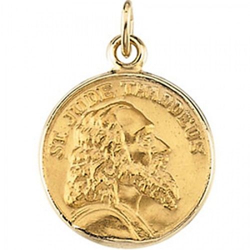14k Yellow Gold St. Jude Thaddeus Pendant Medal 13mm