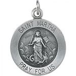 Sterling Silver St. Martha Pendant Medal 14.75 Mm