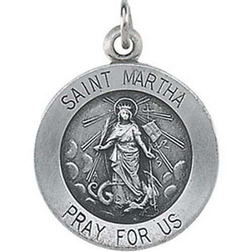 Sterling Silver St. Martha Pendant Medal 14.75 Mm