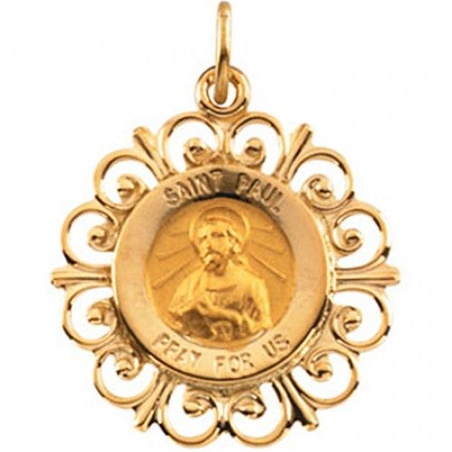 14k Yellow Gold St. Paul Pendant Medal 18.5mm