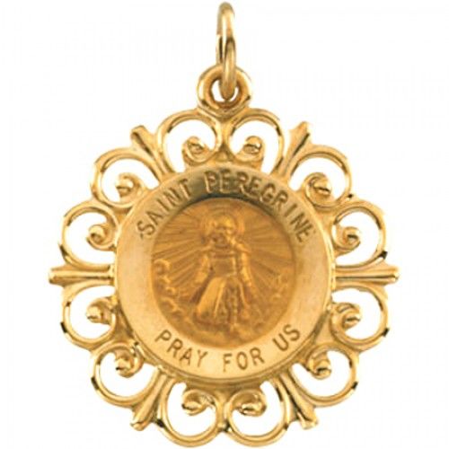 14k Yellow Gold St. Peregrine Pendant Medal 18.5mm