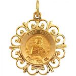 14k Yellow Gold St. Peter Pendant Medal 18.5mm