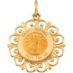 14k Yellow Gold St. Raphael Pendant Medal 18.5mm