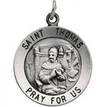 Sterling Silver St. Thomas Pendant Medal 18.25 Mm