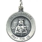 Sterling Silver St. Barbara Pendant Medal 14.75 Mm