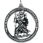Sterling Silver St. Christopher Pendant Medal 38.75 Mm