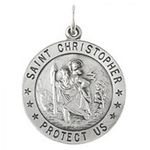 Sterling Silver St. Christopher Pendant Medal 22.00 Mm
