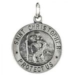 Sterling Silver St. Christopher Pendant Medal 14.75 Mm