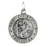 Sterling Silver St. Christopher Pendant Medal 11.75 Mm