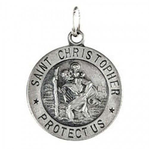 Sterling Silver St. Christopher Pendant Medal 11.75 Mm