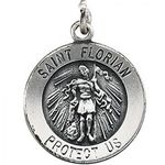 Sterling Silver St. Florian Pendant Medal 25.25 Mm