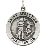 Sterling Silver St. Sebastian Pendant Medal 18.25 Mm