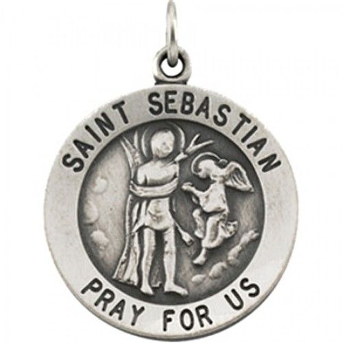 Sterling Silver St. Sebastian Pendant Medal 18.25 Mm