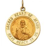 14k Yellow Gold Sacred Heart of Jesus Medal - 22.00 Mm