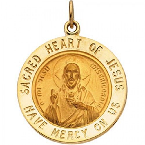 14k Yellow Gold Sacred Heart of Jesus Medal - 18.50 Mm