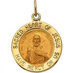 14k Yellow Gold Sacred Heart of Jesus Medal - 15.00 Mm