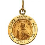 14k Yellow Gold Sacred Heart of Jesus Medal - 12.00 Mm
