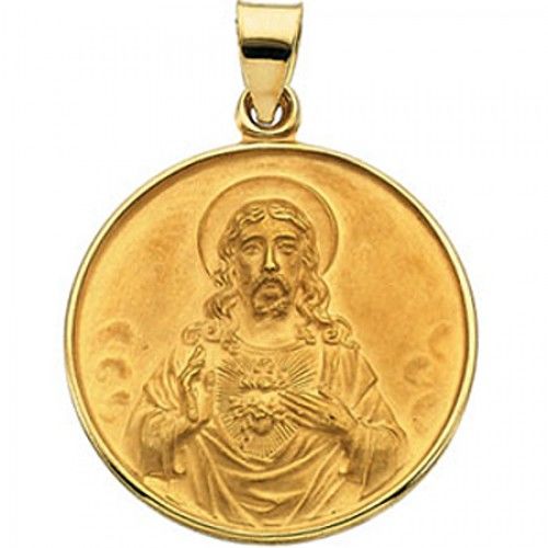 18k Yellow Gold Sacred Heart Medal - 24.50 Mm