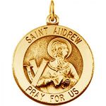 14k Yellow Gold Saint Andrew Medal - 12.00 Mm
