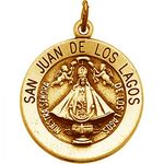 14k Yellow Gold San Juan of Los Lagos Medal - 15.00 Mm