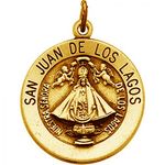 14k Yellow Gold San Juan of Los Lagos Medal - 12.00 Mm