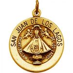 14k Yellow Gold San Juan of Los Lagos Medal - 18.25 Mm