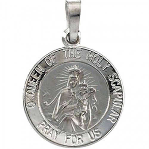 14k White Gold Scapular Medal - 15.00 Mm
