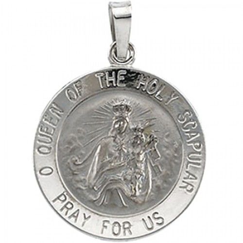 14k White Gold Scapular Medal - 18.00 Mm