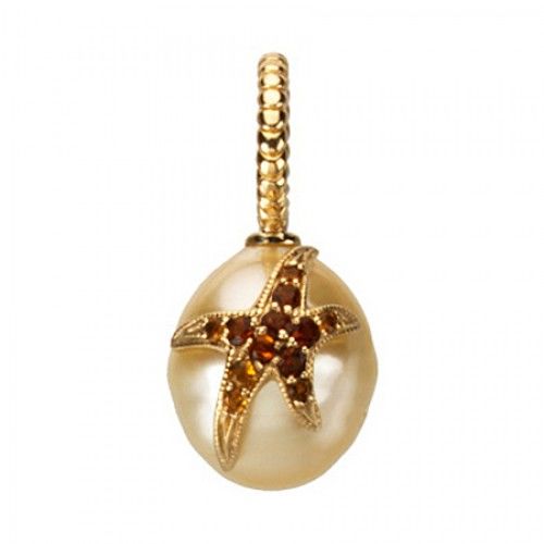14k Yellow Gold 11mm  Pearl & Citrine Starfish Pendant