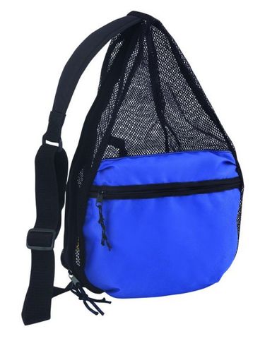 Large Zippered Mesh One Strap Backpack - Royal Case Pack 48