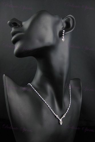 Dew Drop Rhinestone Wedding Prom Pageant Bridesmaid Necklace Earring Bridal Set