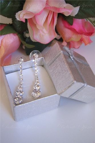Silver Plated Crystal Rhinestone Bridesmaid Prom Wedding Bridal Party Earrings