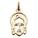 14k Yellow Gold Face of Jesus Silhouette Pendant - 14mm