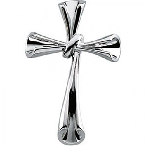 14k White Gold Unisex Cross Pendant 35mm - Religious
