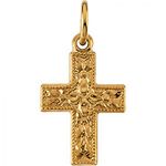 14k Yellow Gold Unisex Cross Pendant 10mm - Religious