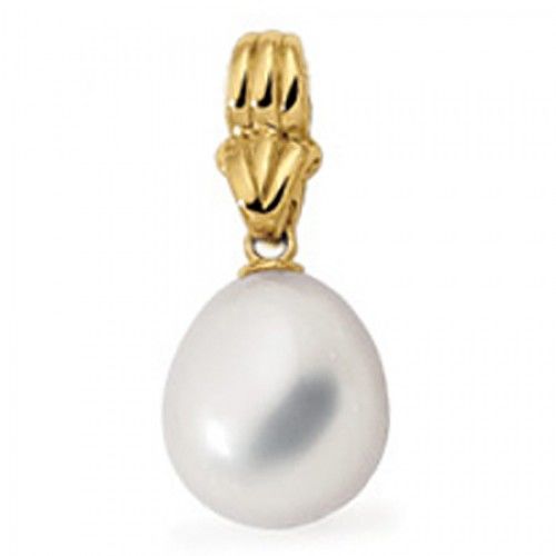 18k Yellow Gold Round Cultured Pearl Pendant 12.0mm New