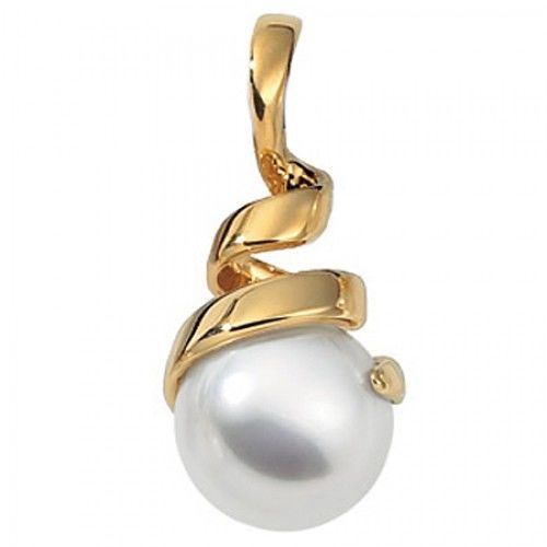 18k Yellow Gold - 12.0mm Pearl Pendant New
