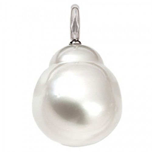 18k Palladium White Gold - 15.0mm Pearl Pendant New
