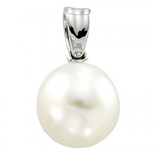 14k White Gold - 10.0mm Cultured Pearl Pendant New
