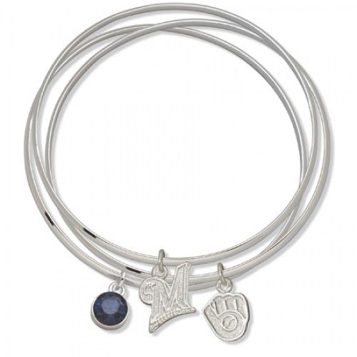Blue Crystal Milwaukee Brewers Bangle Bracelet Set