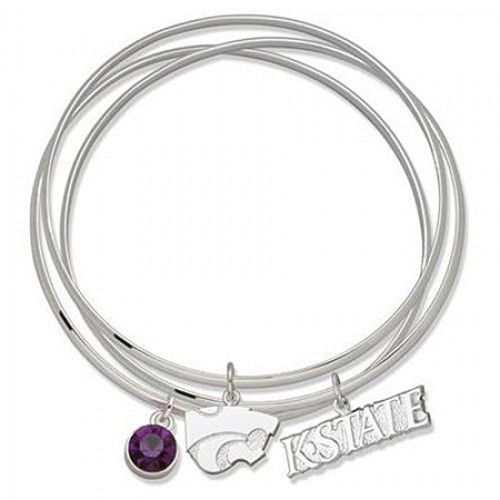 Purple Crystal Kansas State Wildcat Bangle Bracelet Set