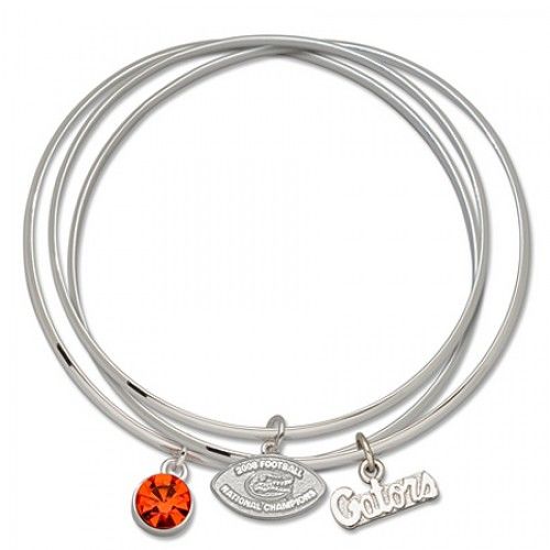 Orange Crystal Florida Gators Bangle Bracelet Set