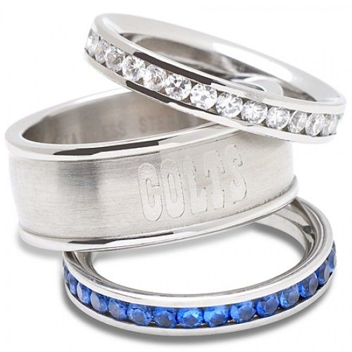 Stainless Steel Indianapolis Colts Stacked Ring Set