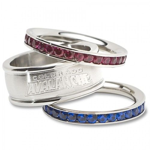 Stainless Steel Colorado Avalanche Team Logo Ring Set