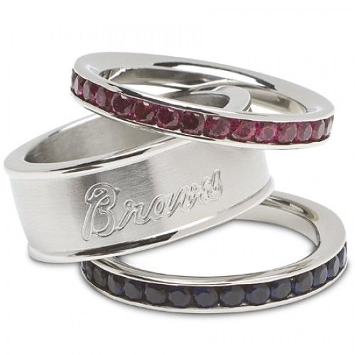 Stainless Steel Atlanta Braves Team Logo Ring Set