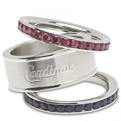 Stainless Steel St. Louis Cardinals Stacked Ring Set
