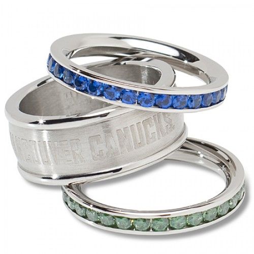 Stainless Steel Vancouver Canucks Stacked Logo Ring Set