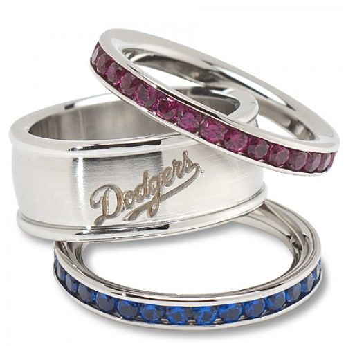 Stainless Steel Los Angeles Dodgers Stacked Ring Set