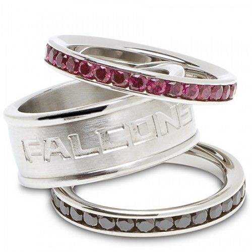 Stainless Steel Atlanta Falcons Stacked Logo Ring Set